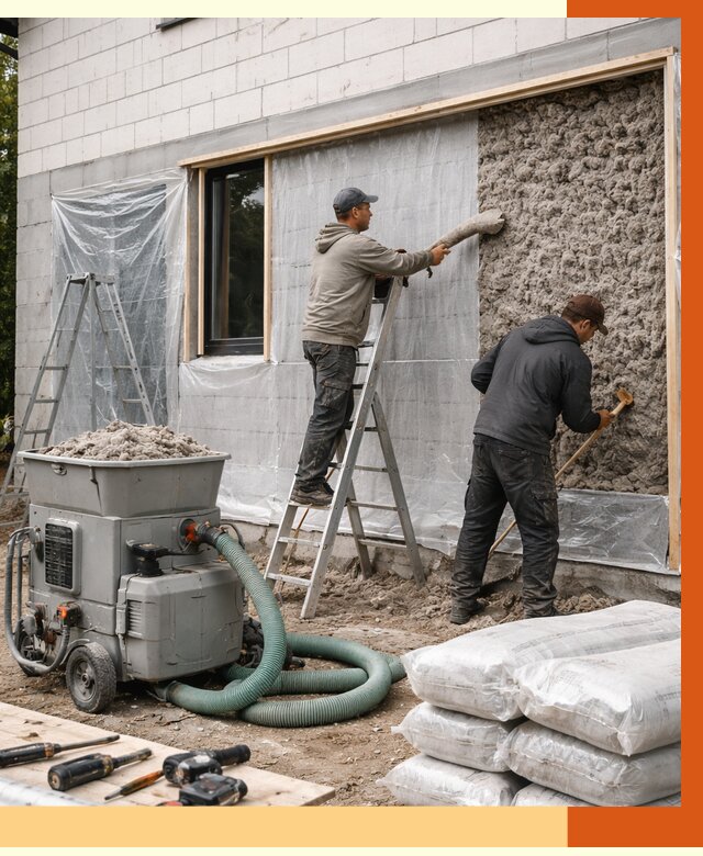 Утепление дома из газобетона эковатой в Новосибирске от 4575 руб./м2 | ТепломастерНвс