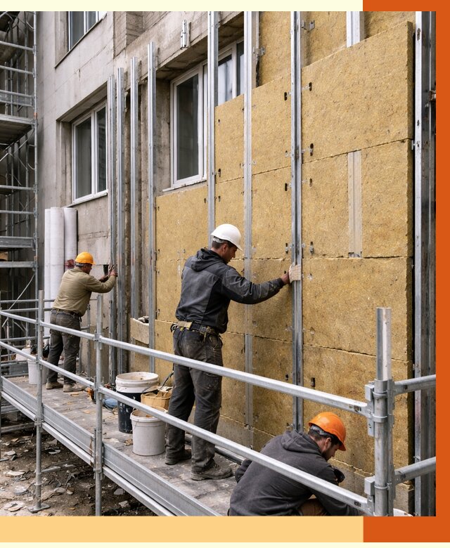 Утепление вентилируемого фасада в Новосибирске от 5693 руб/м2 — монтаж и утепление вентфасад | ТепломастерНвс